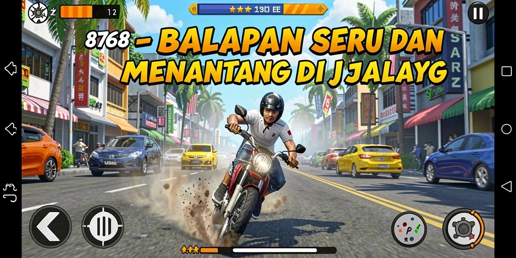Tampilan mengesankan dari gameplay balapan di 8768.