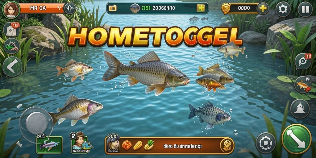 Screenshot HOMETOGEL menampilkan gameplay memancing yang seru dan menantang.