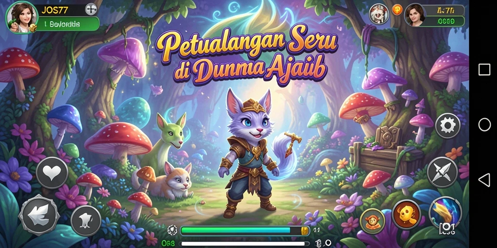 Screenshot JOS77 menampilkan karakter utama dalam pertempuran seru di dunia petualangan.