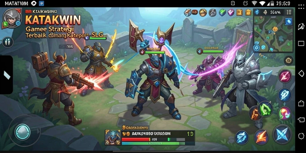 Tampilan gameplay KATAKWIN dengan strategi mendebarkan.