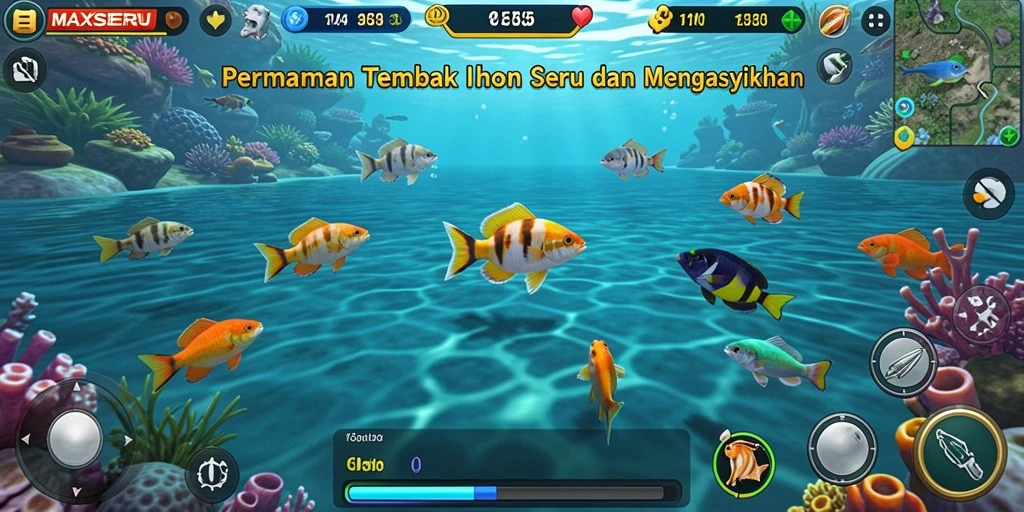 Gameplay seru MAXSERU dengan berburu ikan di lautan.
