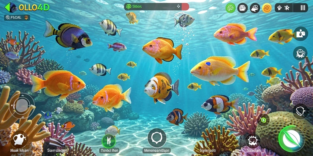 Screenshot gameplay OLLO4D menampilkan aksi Tembak Ikan yang seru dan menegangkan.
