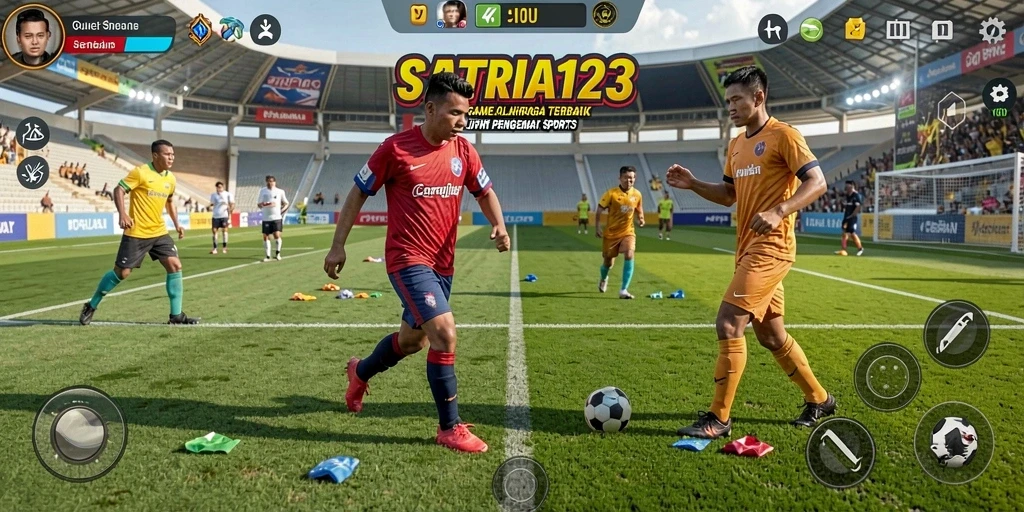 Tampilan gameplay SATRIA123 dengan aksi olahraga yang menegangkan dan mendebarkan.