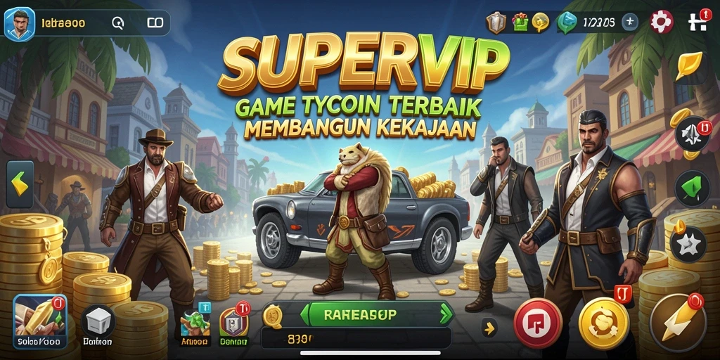 Screenshot gameplay SUPERVIP menampilkan pengelolaan bisnis yang dinamis dan interaktif.