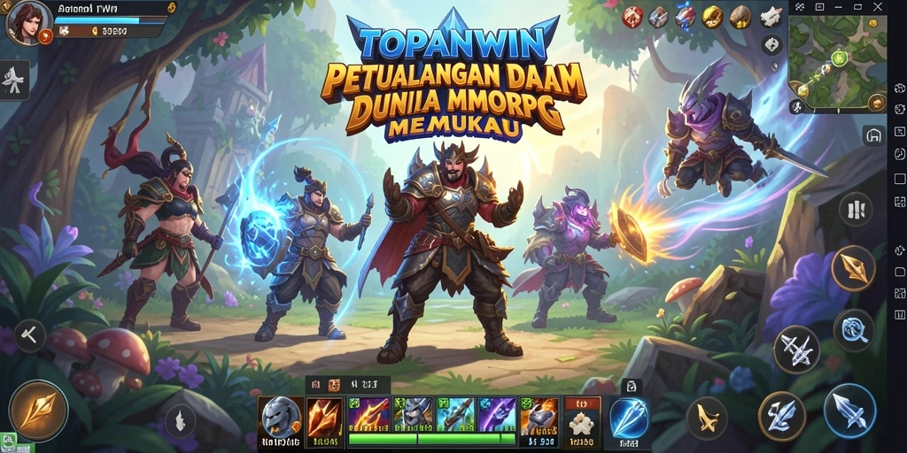 Screenshot dari gameplay TOPANWIN yang menampilkan pertempuran seru dalam dunia MMORPG.