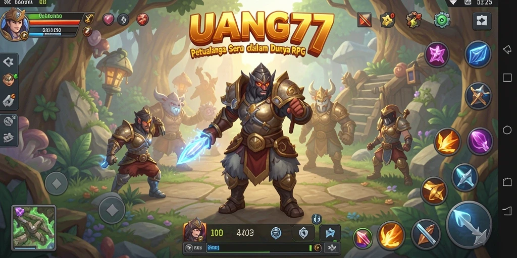 Screenshot menunjukkan aksi menarik dalam UANG77 dengan karakter bergaya RPG.