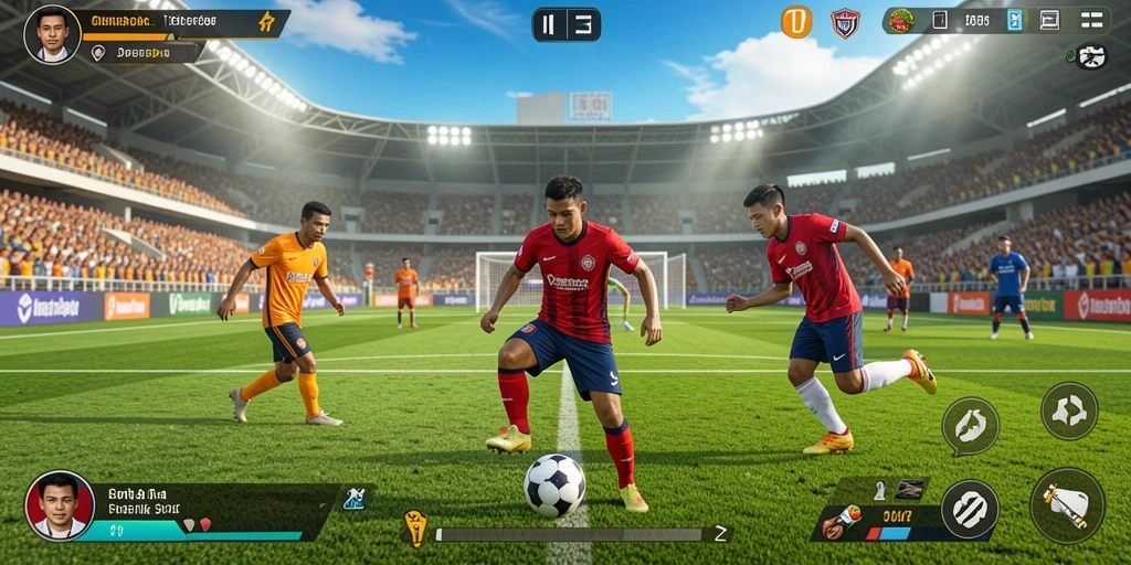 Screenshot V07 menampilkan gameplay menarik dalam pertandingan olahraga.